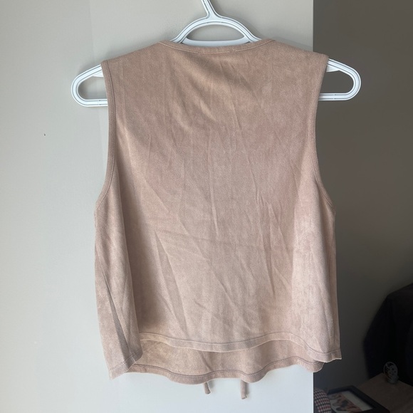 Forever 21 Suede Tan Pink Sleeveless Crop Tank Top Small - Picture 4 of 4
